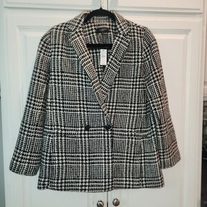 Talbots Black and White Houndstooth Blazer